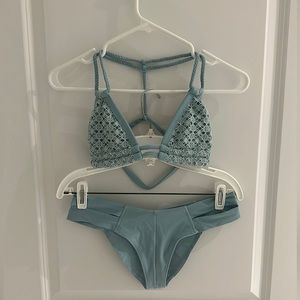 Montce Swim Blue Crochet Bikini Set